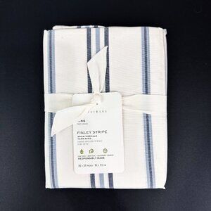 New [1] Pottery Barn FINLEY Striped Yarn Dye Blue KING Size Pillow Percale Sham